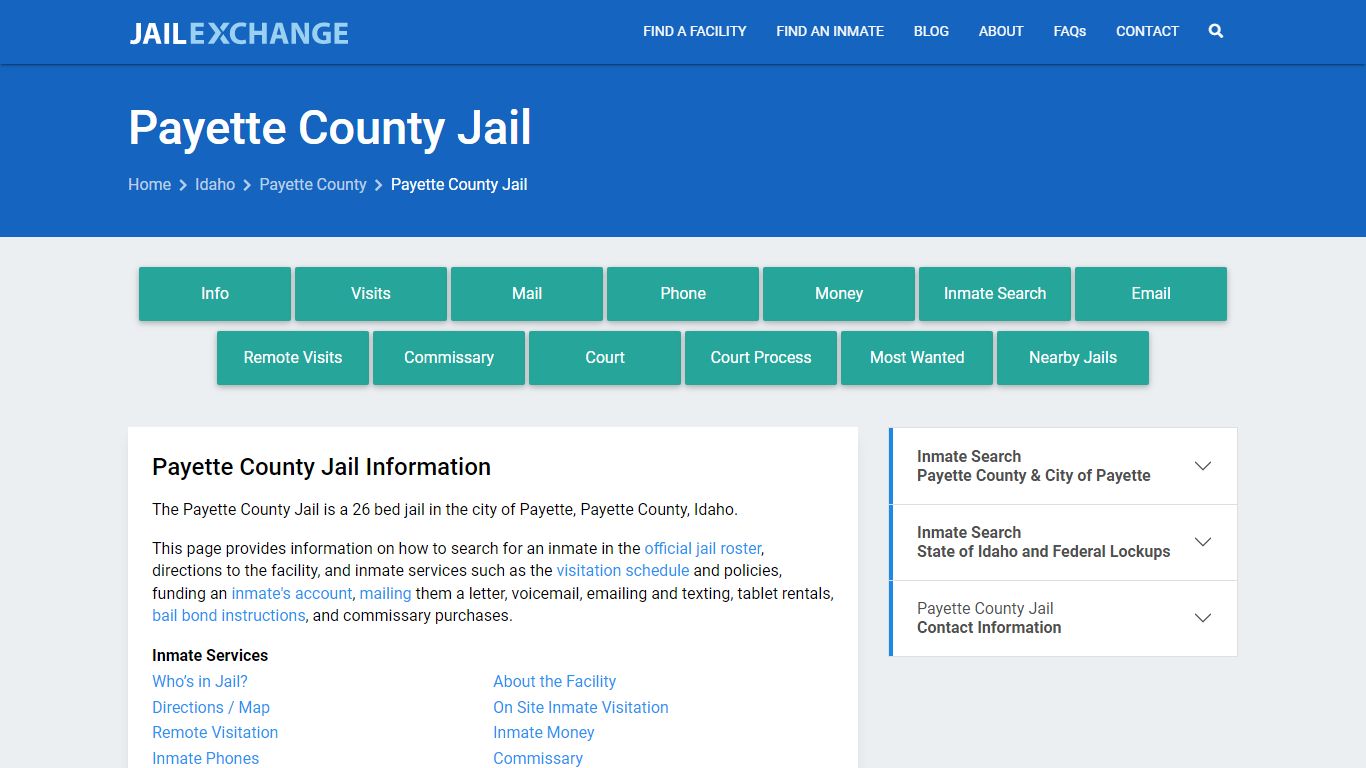 Payette County Jail, ID Inmate Search, Information