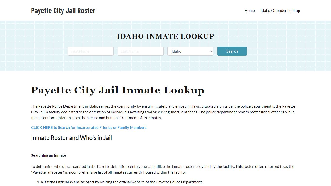 Payette Police Department & City Jail, ID Inmate Roster, Arrests, Mugshots