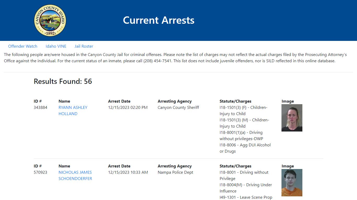 Current Arrests