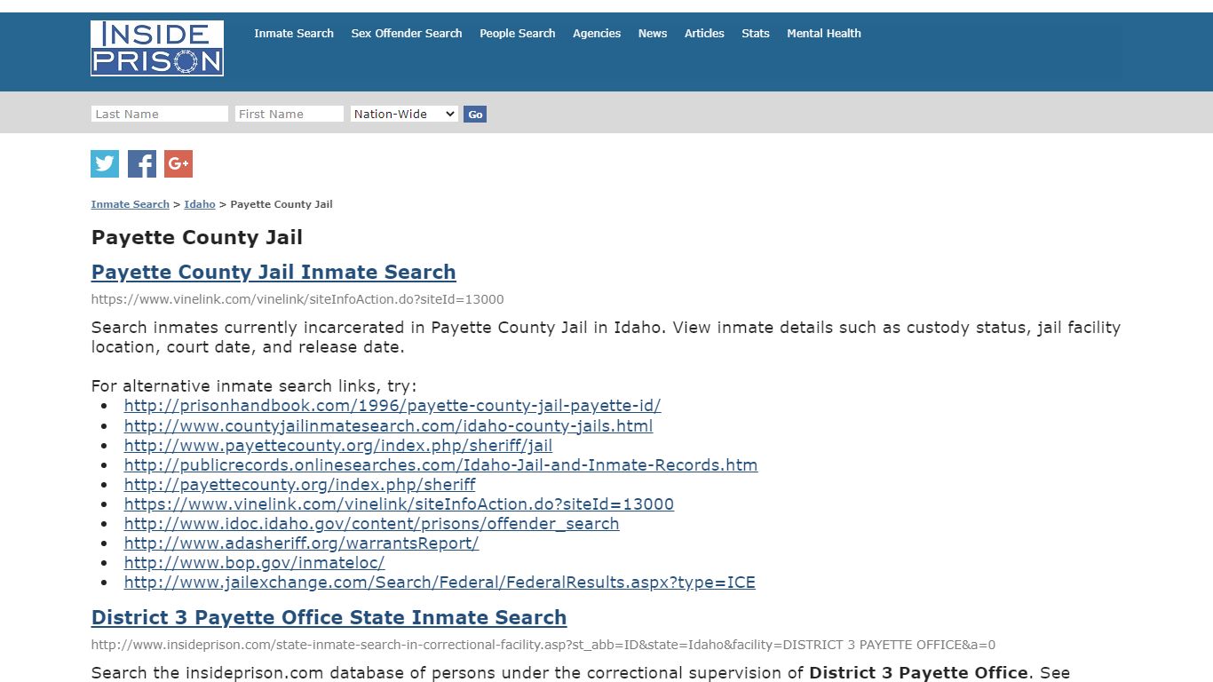 Payette County Jail - Idaho - Inmate Search - Inside Prison